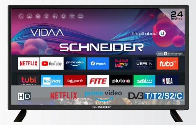 Schneider AG GMSCLED24HV100 TV 61 cm (24 ) HD Smart TV Wifi Noir - Neuf