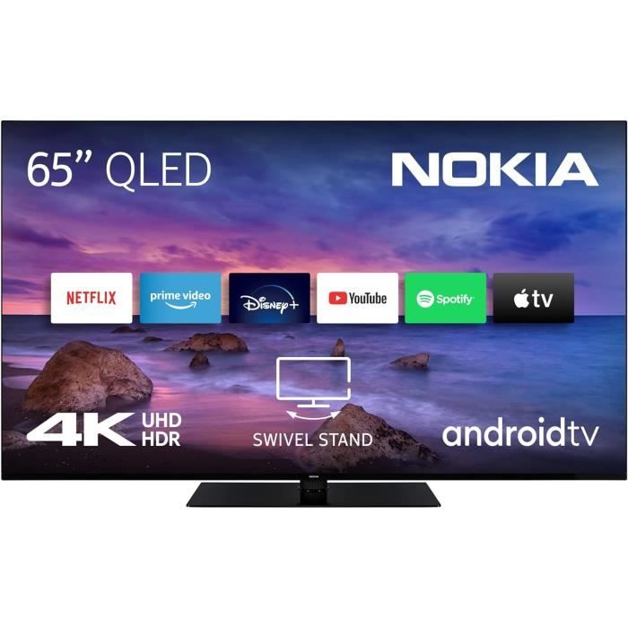 NOKIA65  (164cm ) Téléviseur intelligent QLED 4K UHD - Android TV (DVB-C/S2/T2, Netflix, Prime Vidéo, Disney+) - QN65GV315ISW