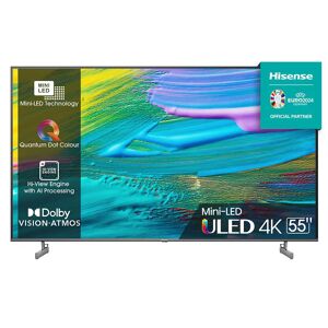 Hisense ULED Series TV Mini-LED QLED Ultra HD 4K 55” 55U6KQ Smart TV, Wifi, Retroilluminazione Mini-LED, Local Dimming, HDR Dolby Vision, Quantum Dot Colour, Game Mode Plus, Dolby Atmos