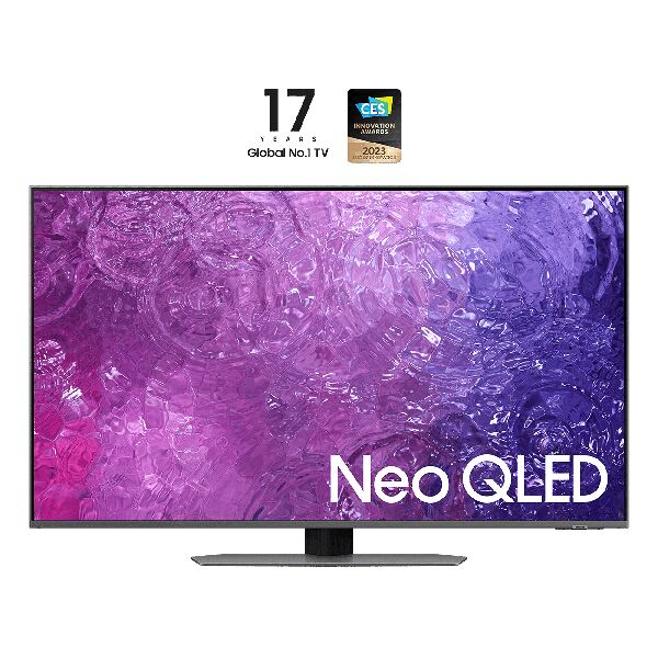 samsung qe50qn90c  series 9 tv qe50qn90c neo qled 4k, smart tv 50 processore neural quantum 4k, dolby atmos e ots lite, carbon silver 2023