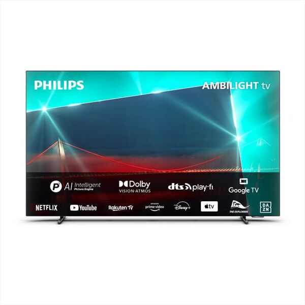 philips ambilight smart tv oled uhd 4k 55 55oled718/12-metallo