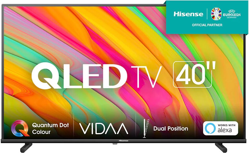 Hisense TV QLED FHD 40” 40A5KQ Smart TV, Wifi, Quantum Dot Colour, USB Type-C, Stand Reclinabile