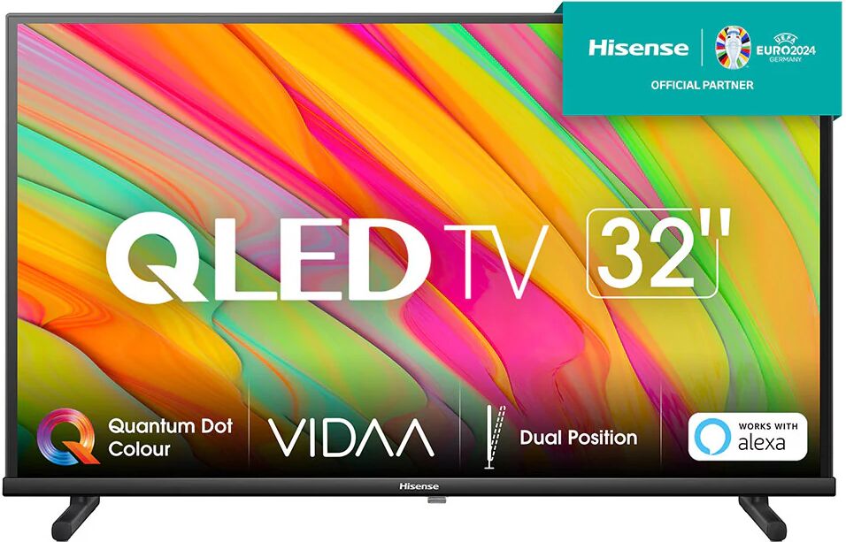 Hisense TV QLED FHD 32” 32A5KQ Smart TV, Wifi, Quantum Dot Colour, USB Type-C, Stand Reclinabile