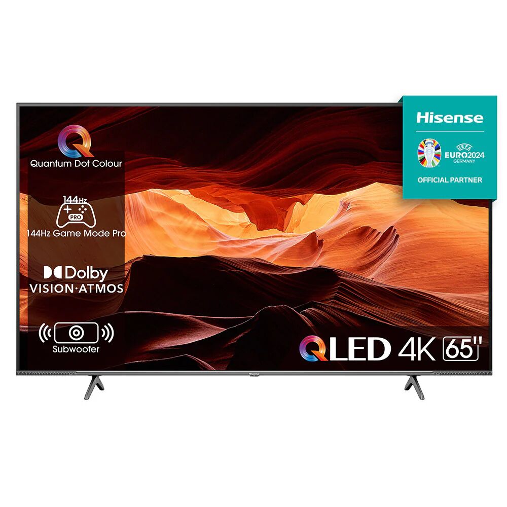 Hisense TV QLED 4K Ultra HD 65” 65E7KQ PRO, Smart TV VIDAA U7, QLED Display 144Hz, Wifi 6E, HDR Dolby Vision IQ, Quantum Dot Colour, 144Hz Game Mode PRO, Dolby Atmos con Subwoofer 2.1