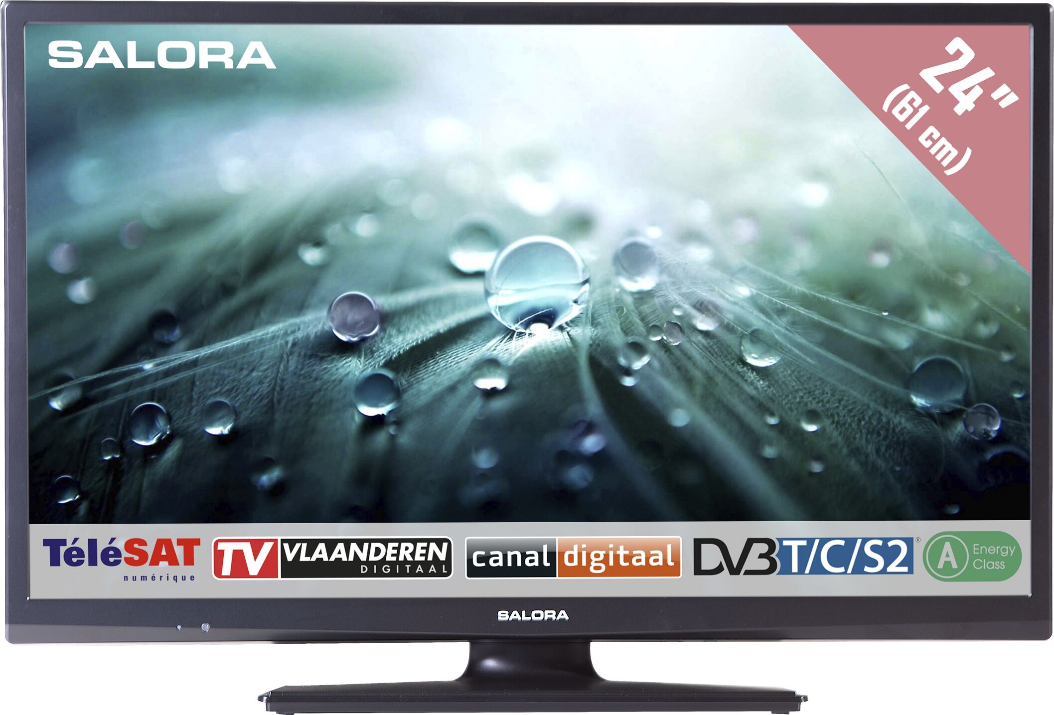 Salora 24LED9109CTS2, 24in/61cm travel TV 12/230V, zwart