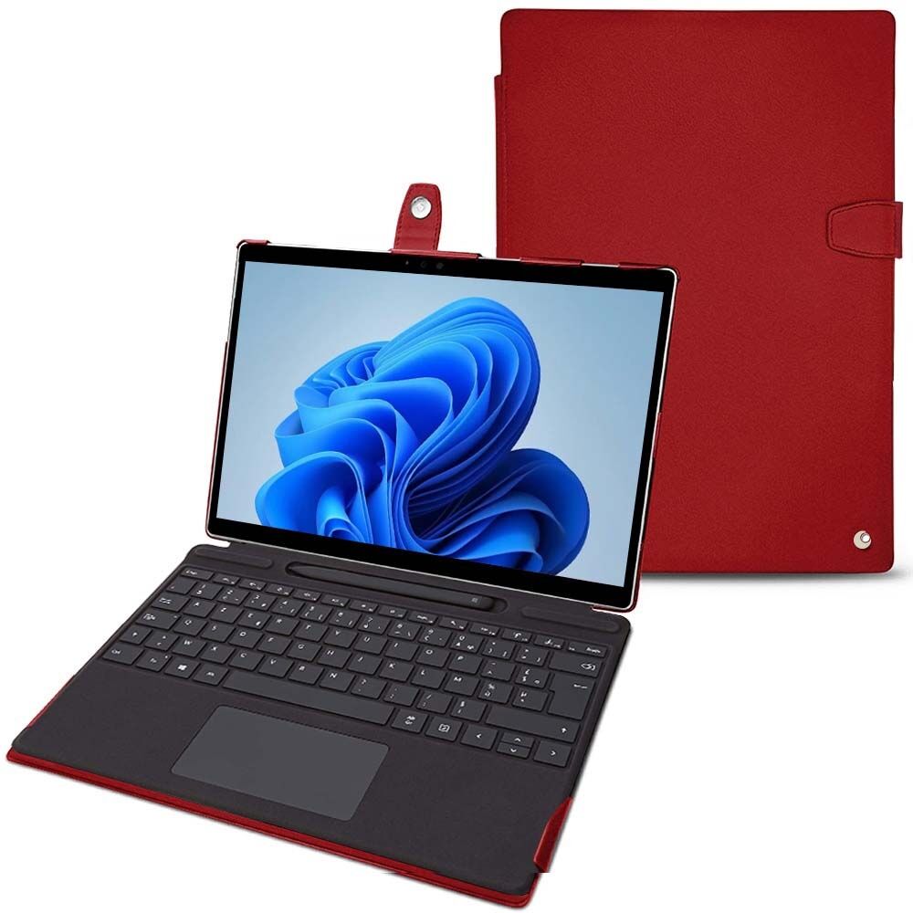 Noreve Lederschutzhülle Microsoft Surface Pro 8 Perpétuelle Rouge