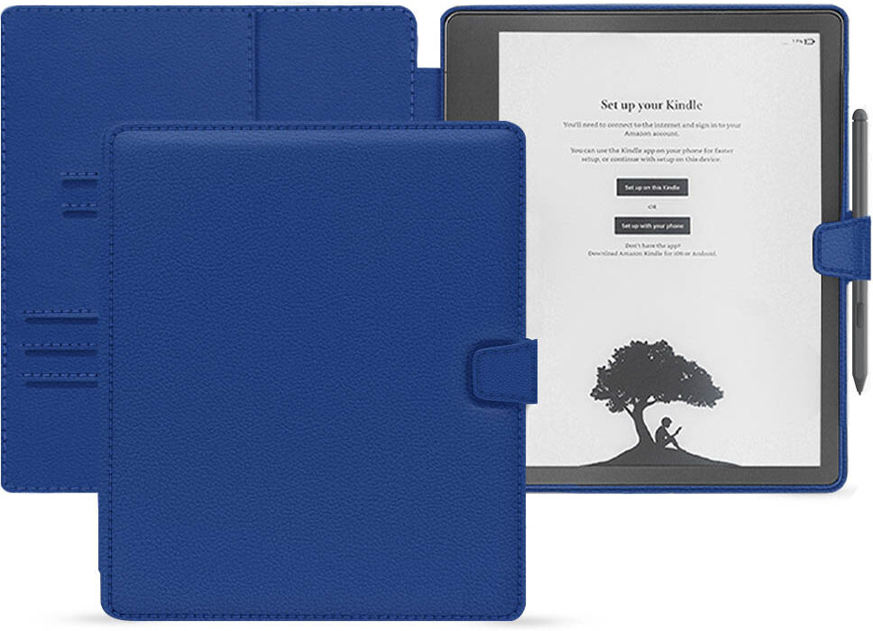 Noreve Lederschutzhülle Amazon Kindle Scribe Évolution Bleu Océan PU