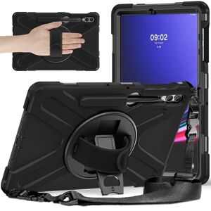 SKALO Samsung Tab S9+/S9+ FE Ekstra stødsikker Armor Cover med skulderrem - Sort