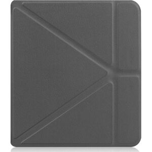 Generic Kobo Libra 2 cool origami stand PU leather flip case - Grey