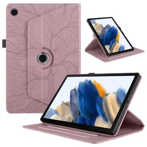 shopseez Samsung Galaxy Tab A8 10.5 Tree Life præget rotation Lær Smart Tablet Case (Rosaguld)