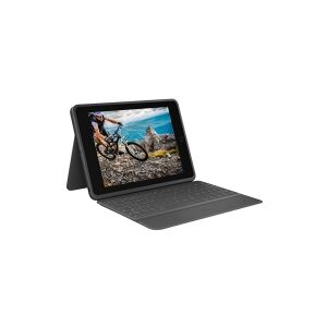 Logitech Rugged Folio - Tastatur og folio-kasse - trådløs - Bluetooth - QWERTY - nordisk (dansk/finsk/norsk/svensk) - grå - for Apple 10.9-inch iPad (10. generation)