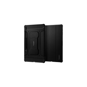 Spigen Rugged Armor Pro - Flipomslag til tablet - grov - polyuretan-læder, termoplastisk polyuretan (TPU) - sort - for Samsung Galaxy Tab S7+