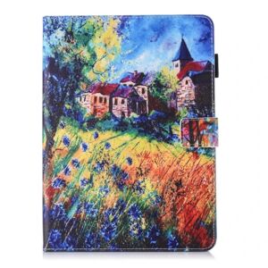 Generic iPad (2018) Printet Mønster PU læder flip etui - Countryside Multicolor