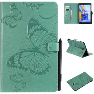 Generic Samsung Galaxy Tab A 10.5 trykt sommerfugl læder flip etui - Cya Green