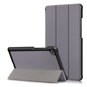 Generic Lenovo Tab M7 tre-folds holdbar læder flip etui - Grå Silver grey