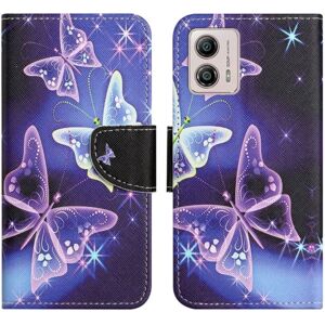 Generic Wonderland Motorola Moto G73 Flip Etui - Sparkling Sommerfugle Purple