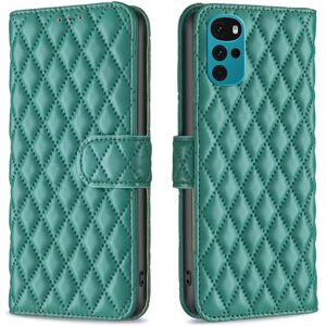 Generic Rhombus Mønster Matte Flip Case til Motorola Moto G22 - Grøn Green