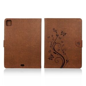 Generic iPad Pro 11 inch (2020) sommerfugl aftryk læder flip etui - brun Brown