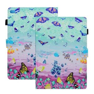 Generic iPad (2018) mønstret PU læder flip etui - Farverigt sommerfugle Multicolor