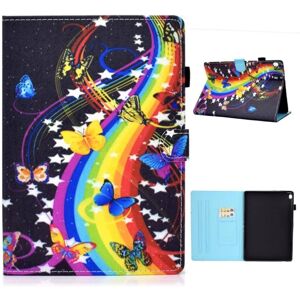 Generic Lenovo Tab M10 Cool Mønster Læder Flip Etui - Regnbue og Sommerf Multicolor