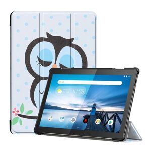 Generic Lenovo Tab M10 tre-folds mønster læder etui - Sovende Ugle Multicolor