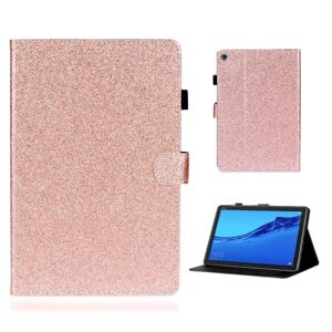 Generic Huawei Mediapad M5 Lite Glitter Shiny Læder Flip Etui - Rødguld Pink