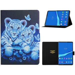 Generic Lenovo Tab M10 FHD Plus Vibrant Mønster Læder Flip Etui - Tiger White