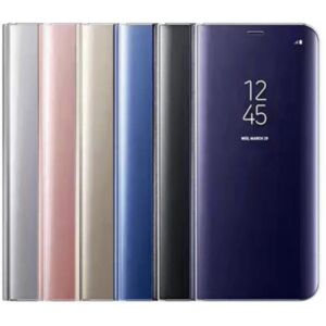 Samsung S8 Taske / Flip Cover - Clear View - gennemsigtig front guld