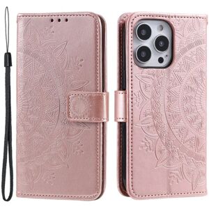 SKALO iPhone 15 Pro Mandala Flip Cover - Rosa guld Pink gold