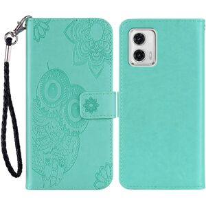 SKALO Motorola Moto G23 4G Mandala Owl Flip Cover - Turkis Turquoise