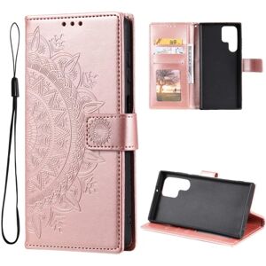 SKALO Samsung S22 Ultra Mandala pung etui - rosa guld Pink gold