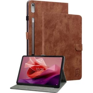 SKALO Lenovo Tab P12 Cute Tiger PU-læder Flip Cover - Brun Brown