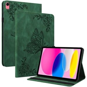 A-One Brand iPad 10.9 (2022) Etui Butterfly Flower Imprinted - Grøn