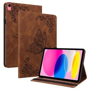 A-One Brand iPad 10.9 (2022) Cover Butterfly Flower Imprinted - Brun