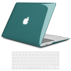 TECOOL Coque Compatible avec MacBook Air 13 Pouces 2017-2010 (A1466/A1369), Case Étui Plastique Mince et Protection AZERTY Clavier en Silicone, Cristal Sarcelle Profonde - Publicité