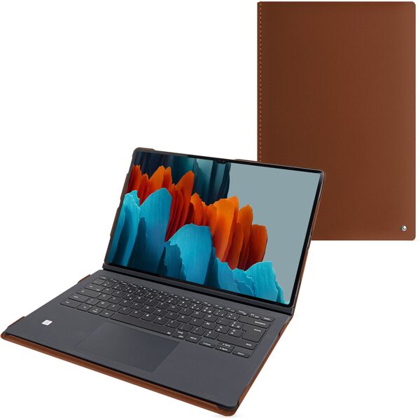 noreve custodia in pelle samsung galaxy tab s9 ultra compatibile con book cover keyboard perpétuelle marron