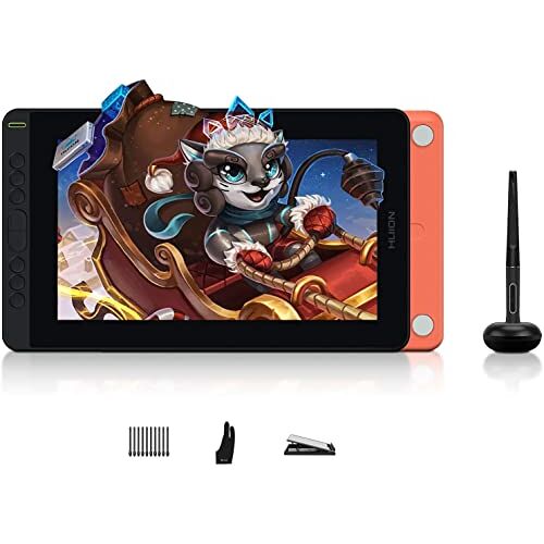 HUION Kamvas 12 grafische tablet met scherm,2021 nieuwe grafische tablet,11,6-inch grafische monitor,nieuwe pen PW517,ondersteuning voor Android-apparaat,voor extern kantoor of leren (Starfish Orange)