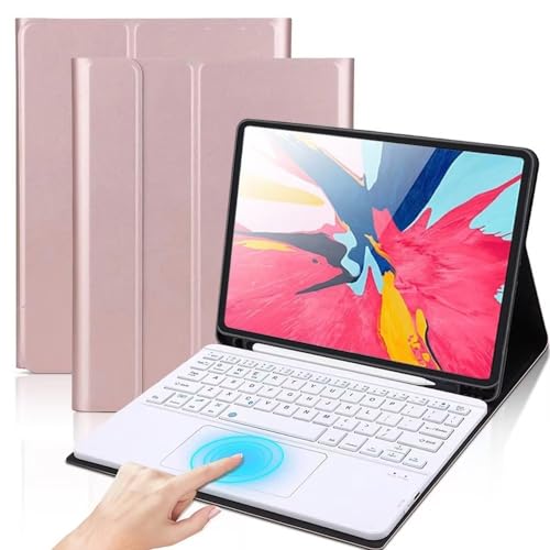 SsHhUu iPad-toetsenbord 9e generatie, toetsenbord voor iPad 8e generatie/7e generatie 10,2 inch, slim trackpad, draadloos met potloodhouder, flip-standaard toetsenbordhoes voor iPad 9e/8e/7e generatie