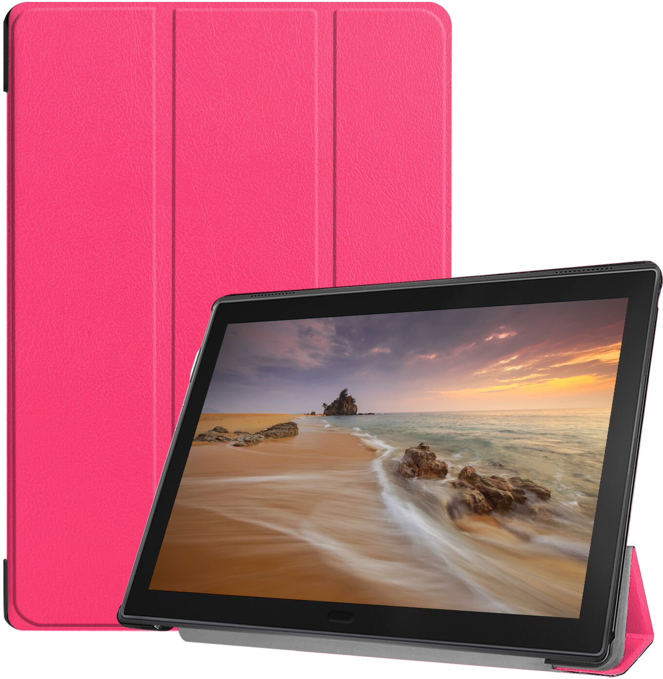 Lunso 3-Vouw sleepcover hoes roze voor de Lenovo Tab E10