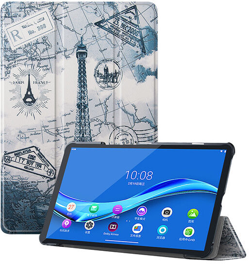 Lunso 3-Vouw sleepcover hoes Eiffeltoren voor de Lenovo Tab M10 FHD Plus