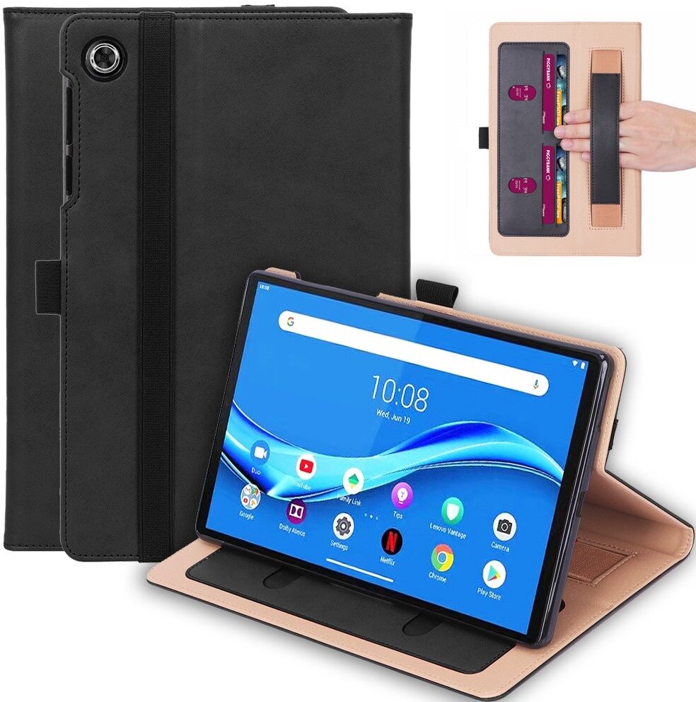 Lunso Luxe stand flip cover hoes Zwart voor de Lenovo Tab M10 FHD Plus