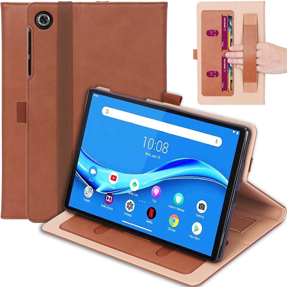 Lunso Luxe stand flip cover hoes Bruin voor de Lenovo Tab M10 FHD Plus