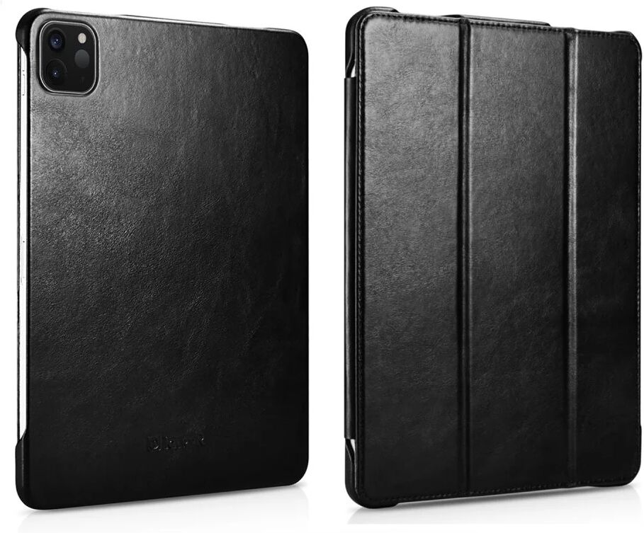 CasualCases 3-Vouw echt lederen sleepcover hoes Zwart voor de iPad Pro 12.9 inch (2018-2020)