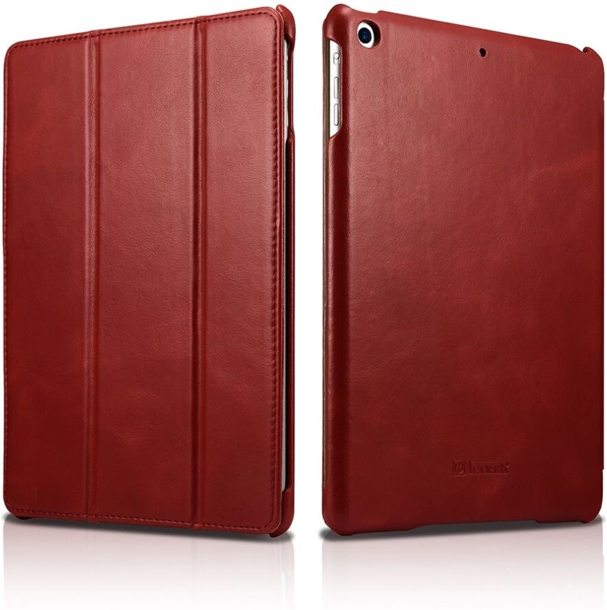 CasualCases 3-Vouw echt lederen sleepcover hoes Rood voor de Apple iPad 9.7 (2017/2018), iPad Pro 9.7, iPad Air en iPad Air 2