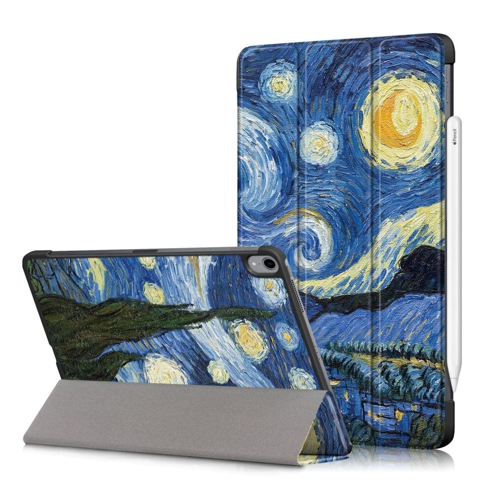 Lunso 3-Vouw sleepcover hoes Van Gogh Schilderij voor de iPad Air (2020) 10.9 inch