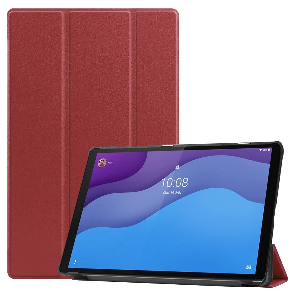 Lunso 3-Vouw sleepcover hoes Bordeaux Rood voor de Lenovo Tab M10 HD Gen 2 (2e generatie)