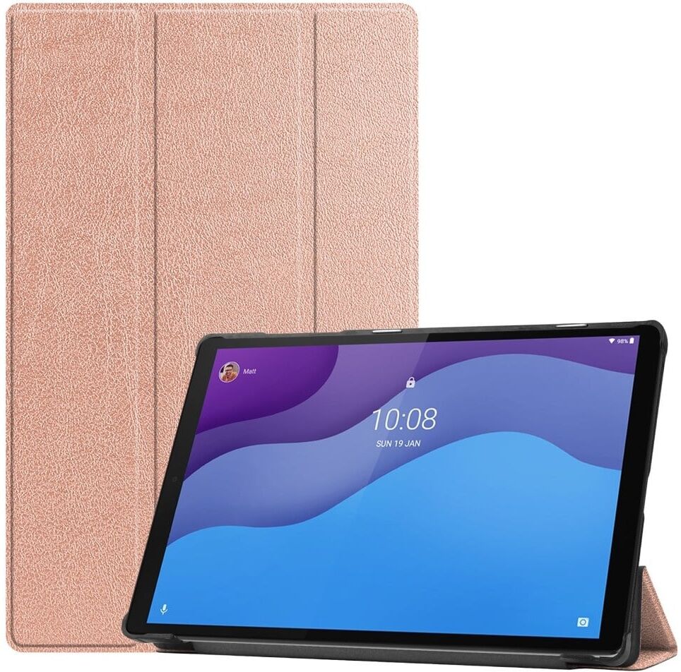 Lunso 3-Vouw sleepcover hoes Roze Goud voor de Lenovo Tab M10 HD Gen 2 (2e generatie)