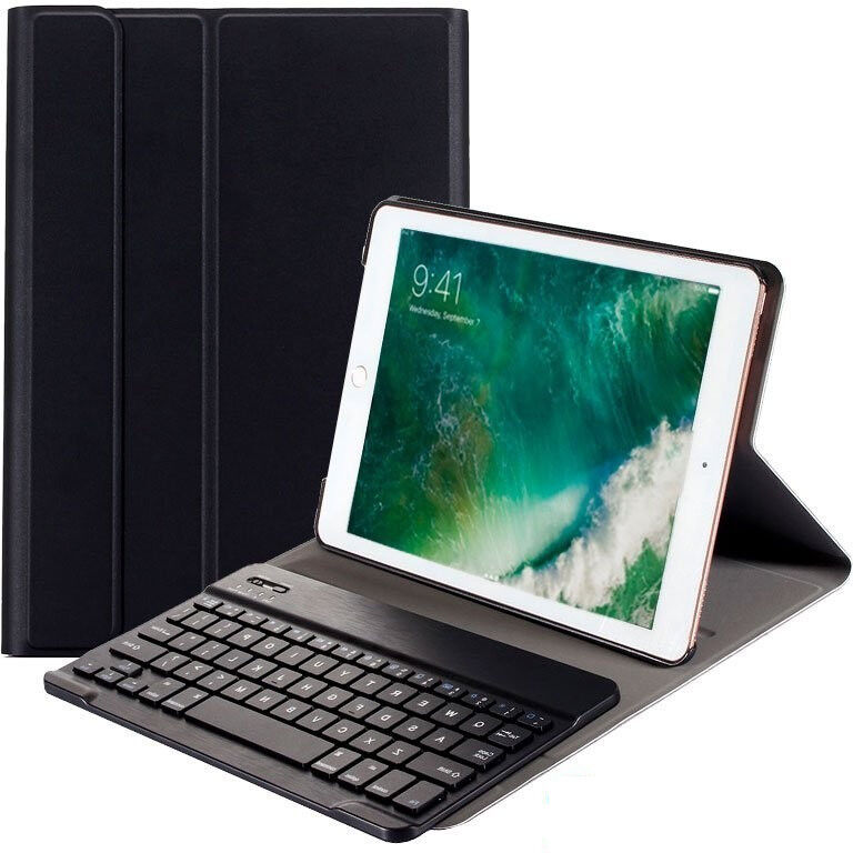 Cool funda negra con teclado bluetooth para ipad air/air 2/pro 9.7/ipad 2017/ipad 2018