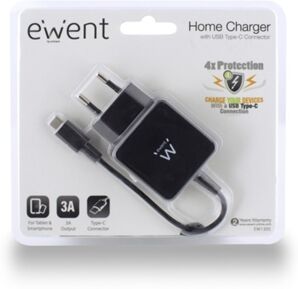 Ewent Carregador EW1305 (USB-C - Preto)