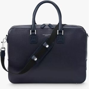 Aspinal of London Mount Street Small Saffiano Leather Laptop Bag - Navy - Unisex